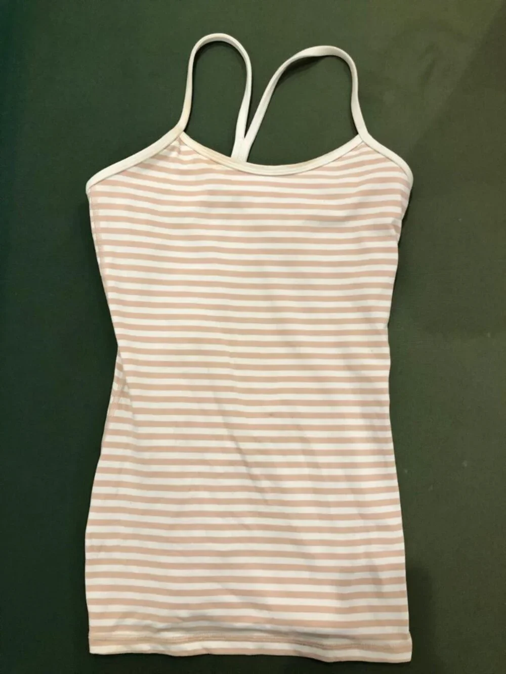 Lululemon Power Y Tank | Blush Pink & White Stripe | Built-In Bra